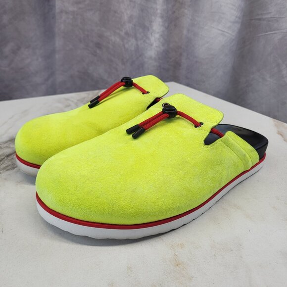 BUSCEMI Neon Suede Clogs Slides Slippers Men's Size 43 Red/Neon/Black - Picture 6 of 13